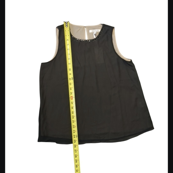 ROSE+OLIVE Black & Beige Beaded Tank Top M - Picture 4 of 8